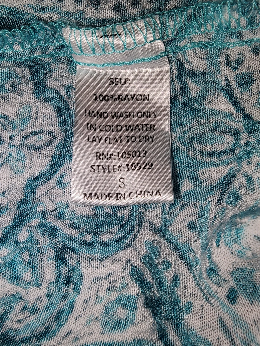 SAVANNA JANE Embroidered Paisley Flutter Sleeve Floral Boho Top Teal Sz Small - Picture 3 of 4